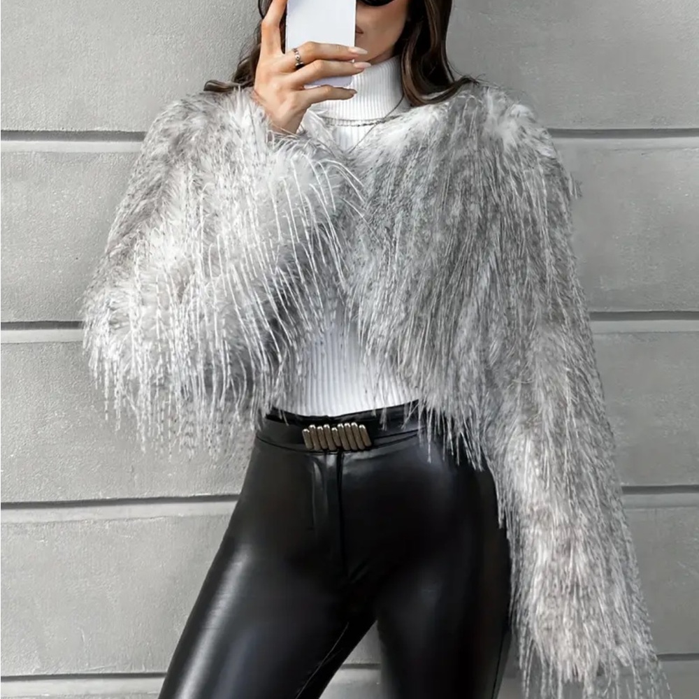 NEW Faux Fur Open Front Jacket - Picture 1 of 3
